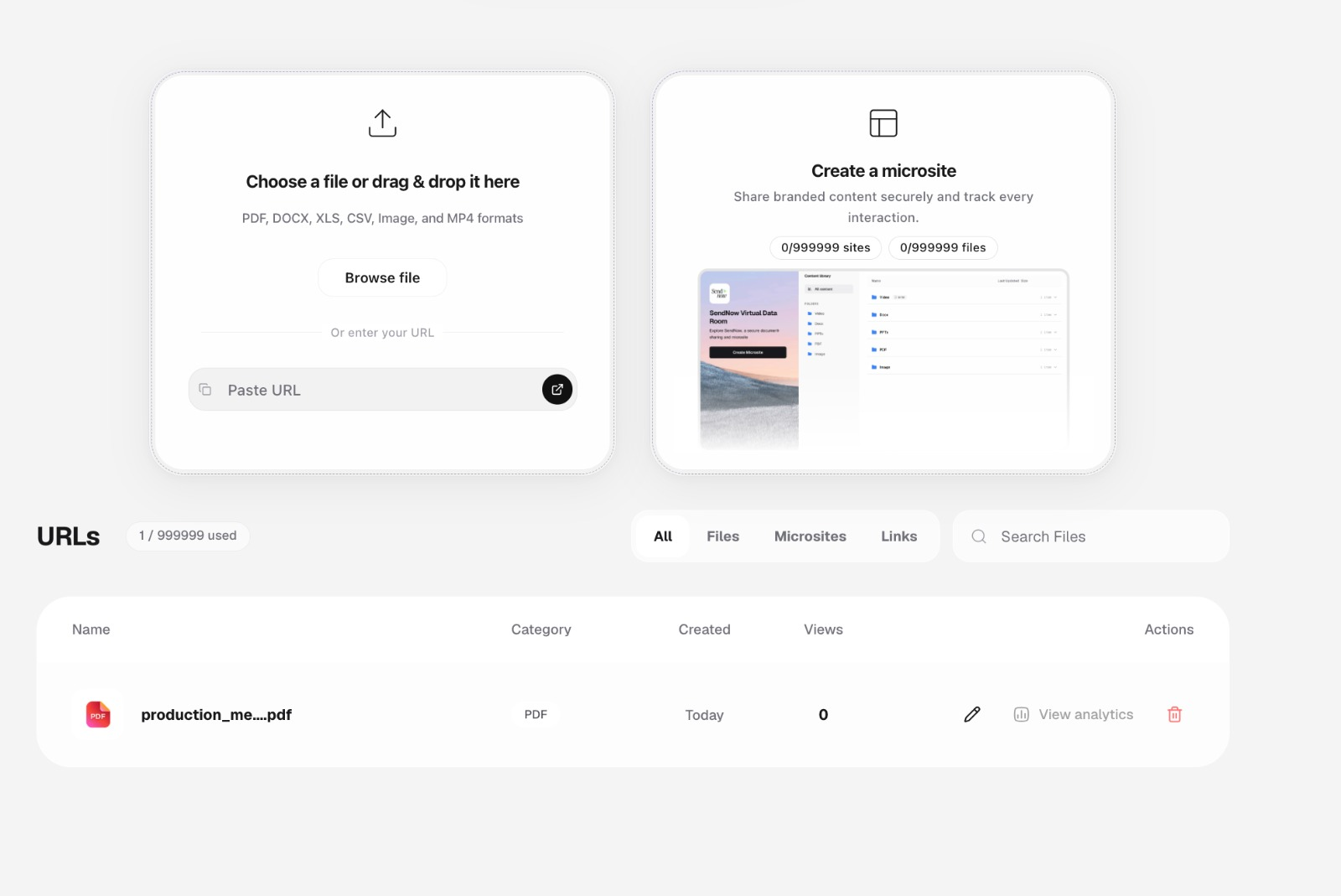 Screenplay upload and document link management interface